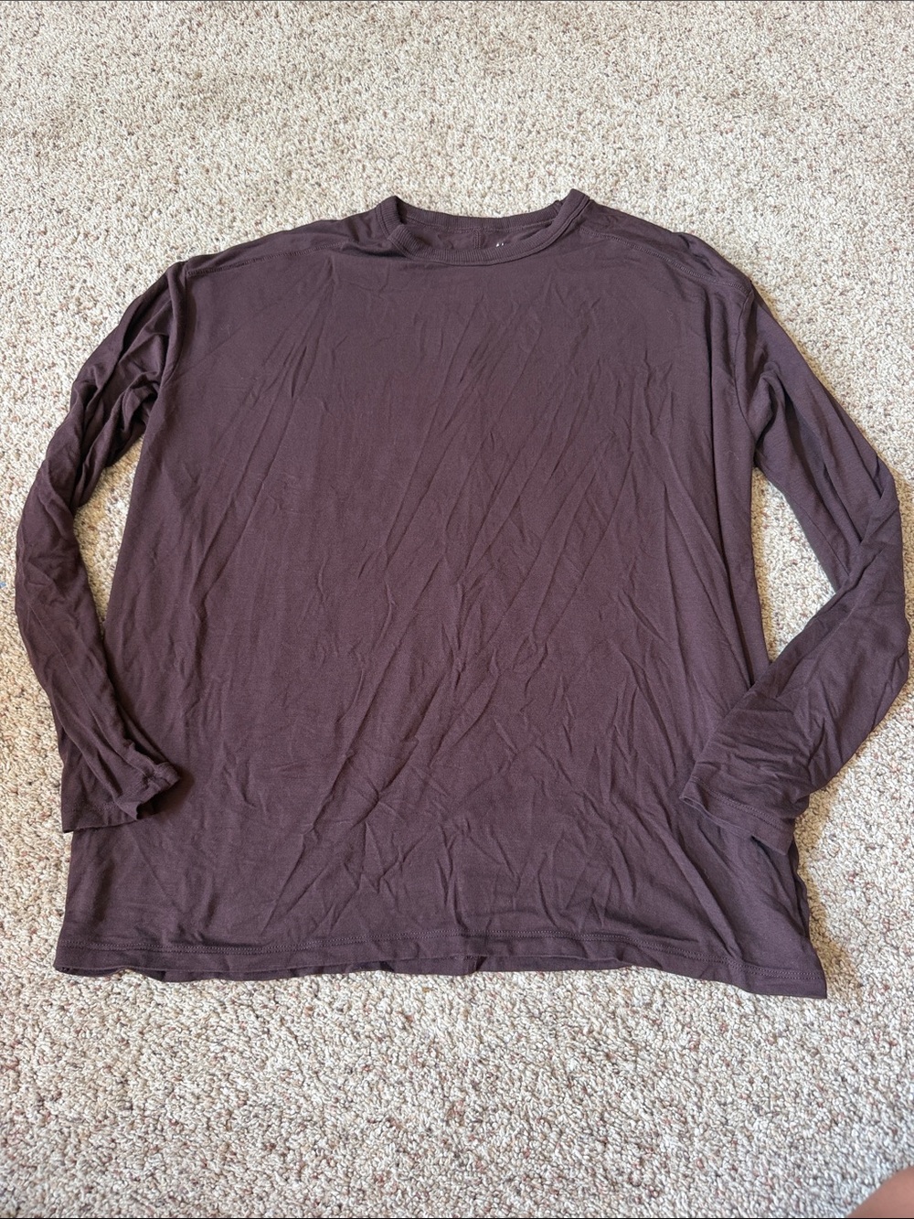 American Eagle Outfitters Long-Sleeve Crewneck Tee — Dark Brown